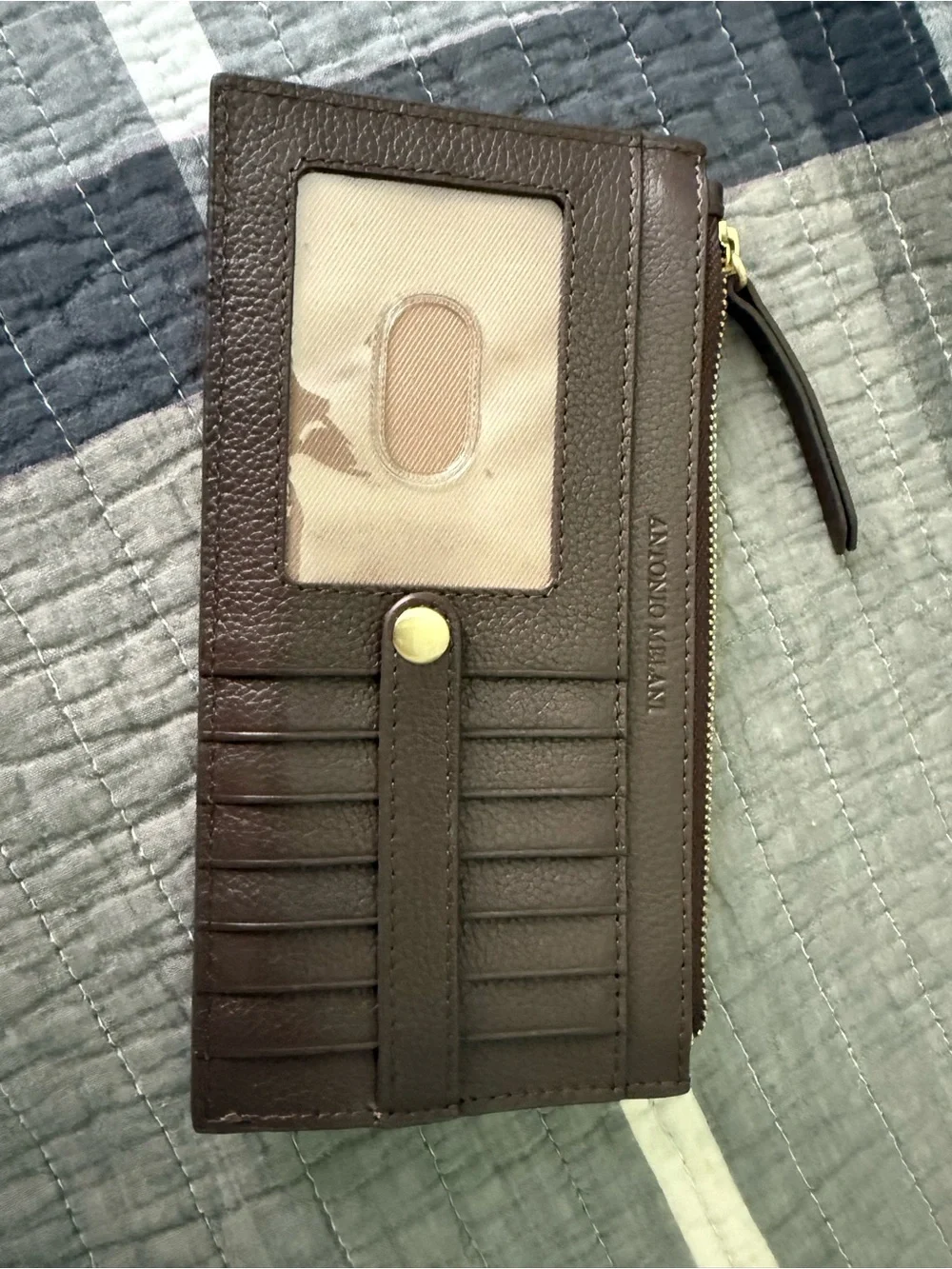 ANTONIO MELANI Brown Zip and Snap Leather Wallet